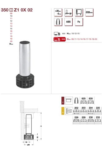 Piedino per mobile in ferro