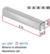 Binario in alluminio per porte scorrevoli